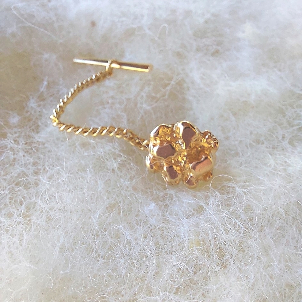 Vintage Gold Nugget Neck Tie Tack Pin